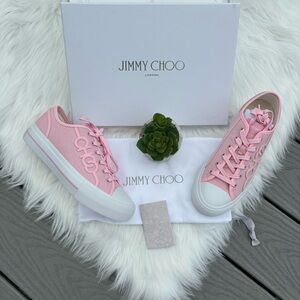 Jimmy Choo Pink Canvas Logo Sneakers